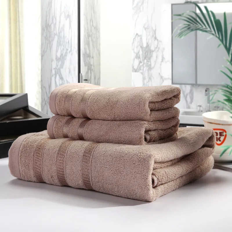 

Soft Towels Set 100%Cotton, 1 Bath Towel, 2 Hand Face Towel, Bathroom Highly Absorbent Shower Towel Adult Household,Gray,Khaki