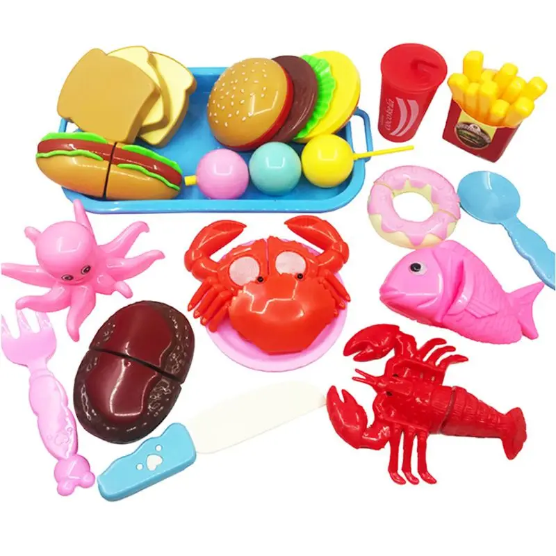 17 шт. Детские кухонные инструменты ролевые игры резка фаст фуд Рыба гамбургер