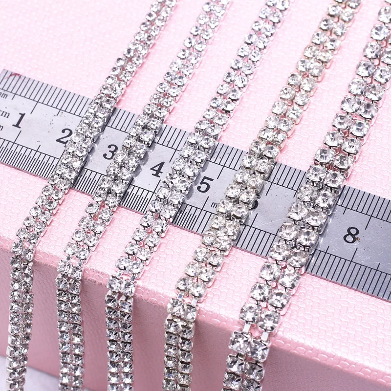 Двухрядные серебряные коготь цепи Стразы DIY стразы s для одежды страз Швейные