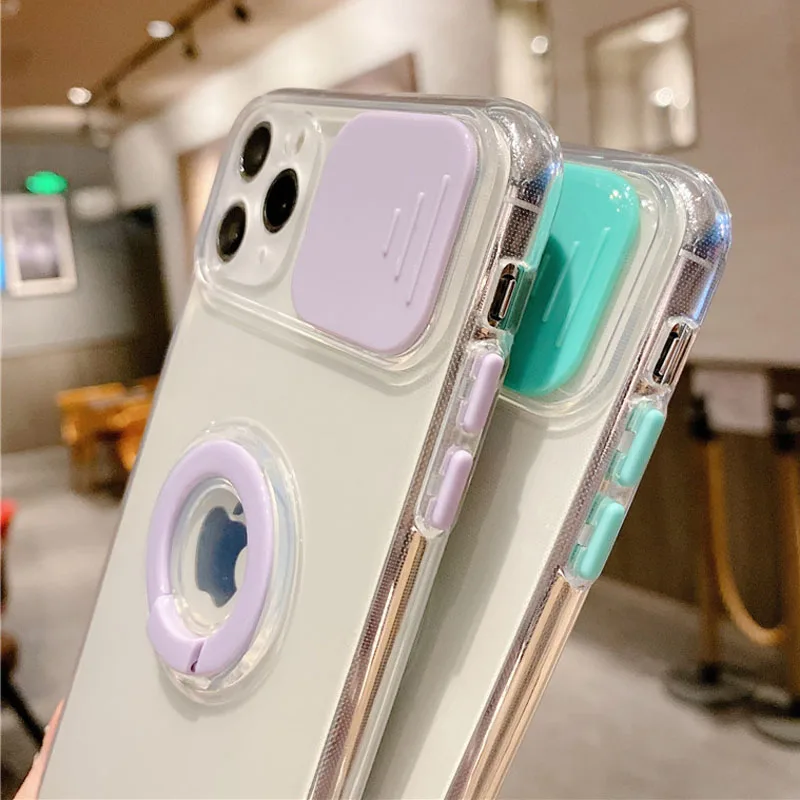moskado Ring Holder Lens Camera Protection Case for iPhone 11 Pro Max 12 13 Mini X XS Max 7 8Plus SE 2020 Transparent Soft Cover