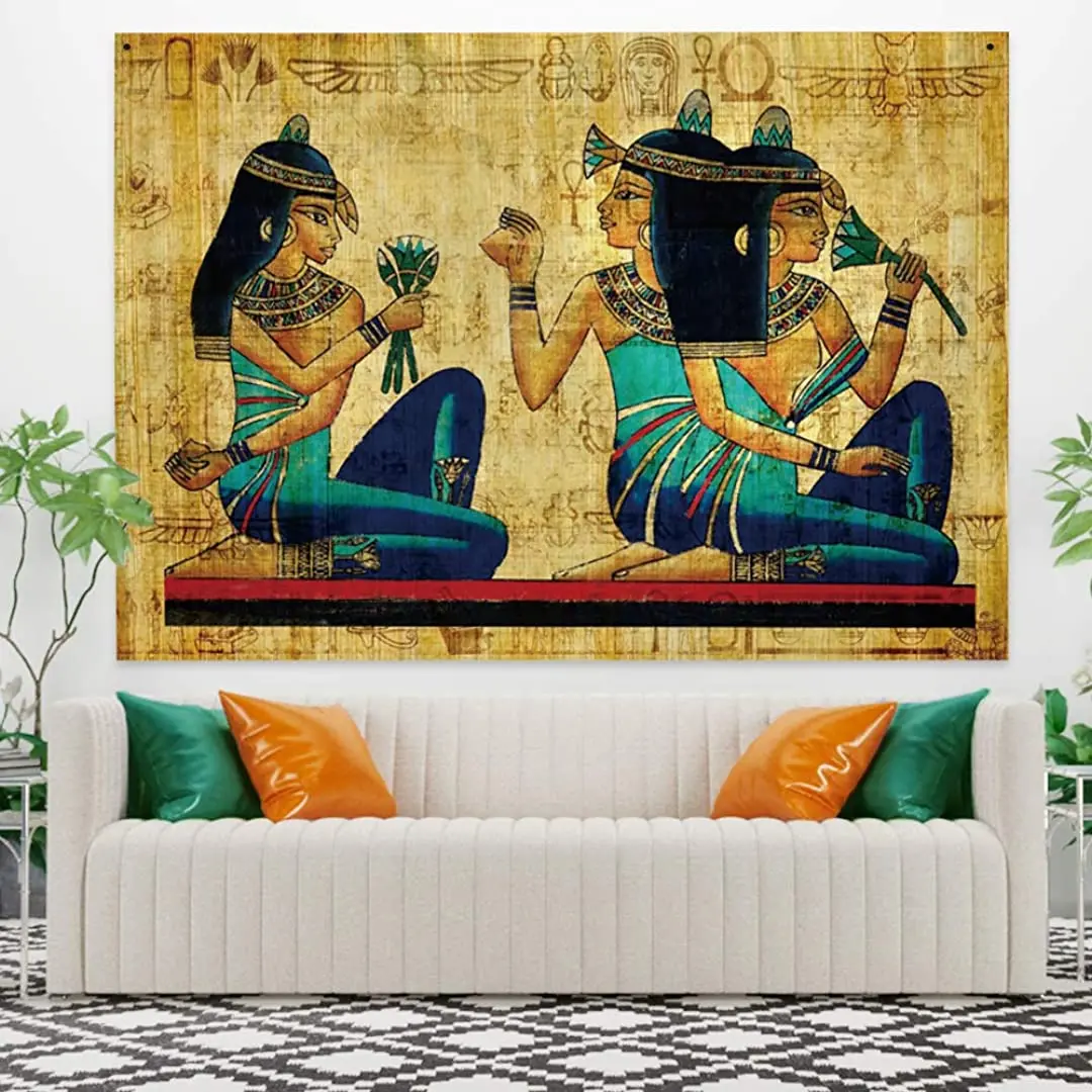 

YongFoto Mysterious Egypt Tapestry Ancient Egyptian Female Frescoes Tapestry Wall Hanging for Bedroom Living Room Dorm Decor