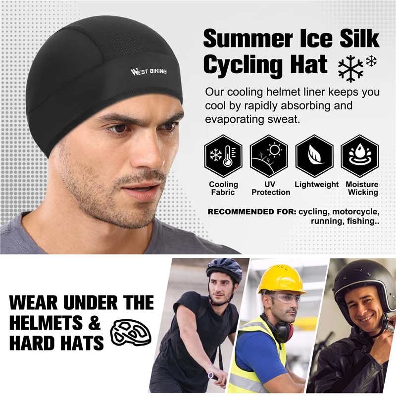 

WEST BIKING Summer Sport Caps Ice Silk Anti-UV Cycling Helmet Hat Running Riding MTB Bike Bandana Headband Motorcycle Headwear