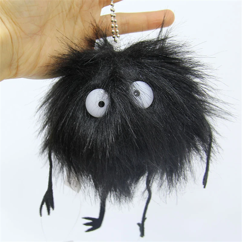 Аниме спирированный плюшевый черный угольный шар брелок мягкая игрушка подвеска