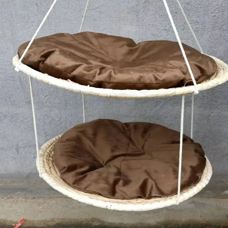 Двухслойный гамак для кошек удобная подвесная соломенная подушка котят