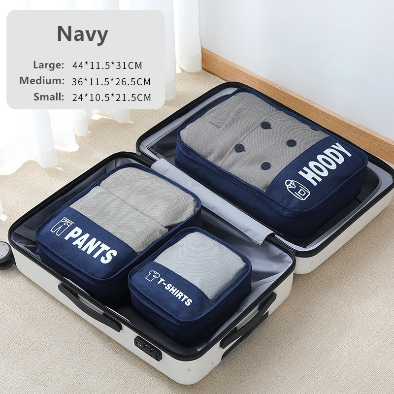 3-piece Set Travel Storage Clothing Bags Portable Suitcase Packing Bags Luggage Sorting Bag Clothes Underwear Separate Organizer