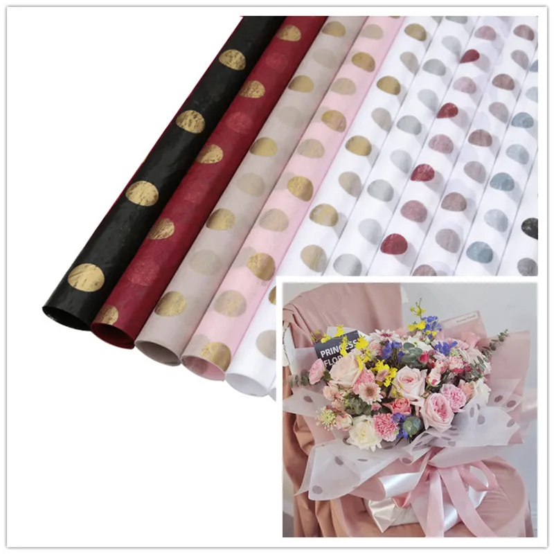 

20pcs/lot Round Dot Flower Wrapping Tissue Paper Flower Bouquet Florist Supplies DIY Decor Valentine's Day Gift Wrap