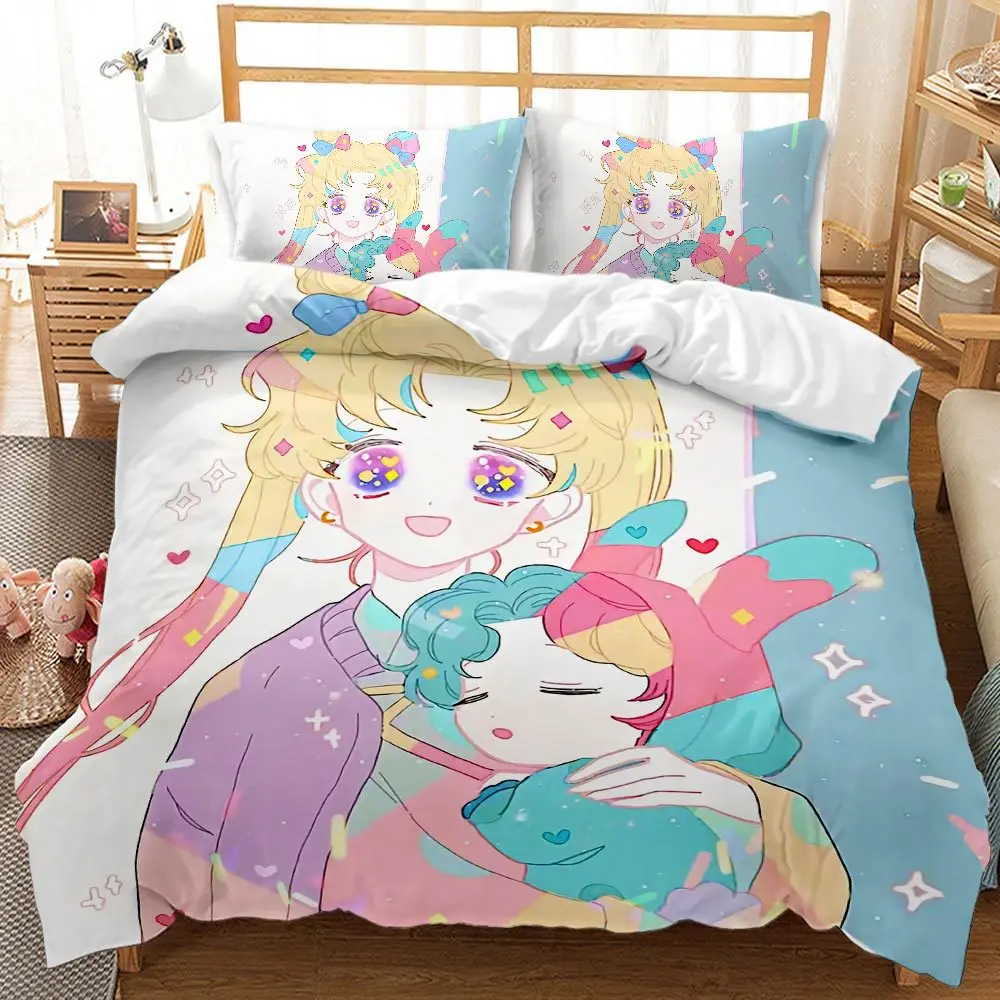 

Sailor Moon Duvet Cover set Beddengoed Set 3 Stuks Inclusief 1 Duvet 2 Kussenslopen microfiber Dekbedovertrek Voor Kinderen