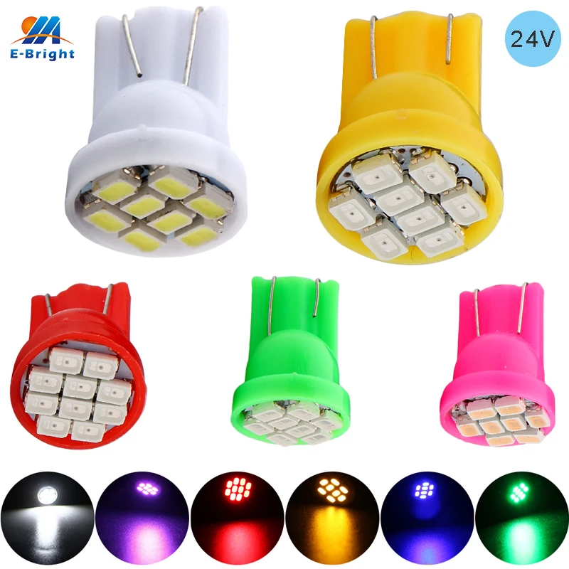 

10 шт. T10 194 168 W5W 24V DC 1206 8 SMD СВЕТОДИОДНЫЙ Автомобильный светильник лампочка Подсветка регистрационного номера индикатор лампы для чтения белого и розового цветов для грузовых автомобилей