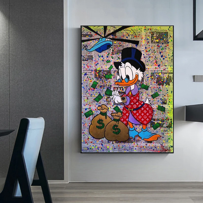 Graffiti Art Funny Disney Mickey and Minnie Canvas Painting Street Poster Print Wall Picture for Living Room Decor | Дом и сад
