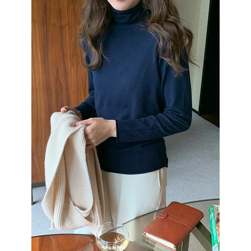 

Wool Knitted Bottoming Shirt Turtleneck Women's 2021 New Autumn and Winter Self-cultivation Inner Wear All-match Blouse Women