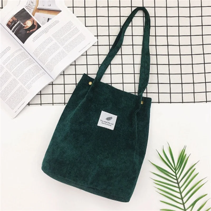 

MOONBIFFY Women Solid Corduroy Shoulder Bags Shopping Bag Tote Package Crossbody Bags Purses Casual Handbag For Women Bookbag