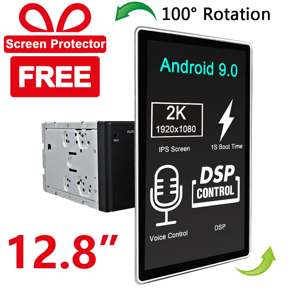 Carbar 12 8 "Вращающийся IPS экран 2 Din Универсальный Android 9 0 автомобильный