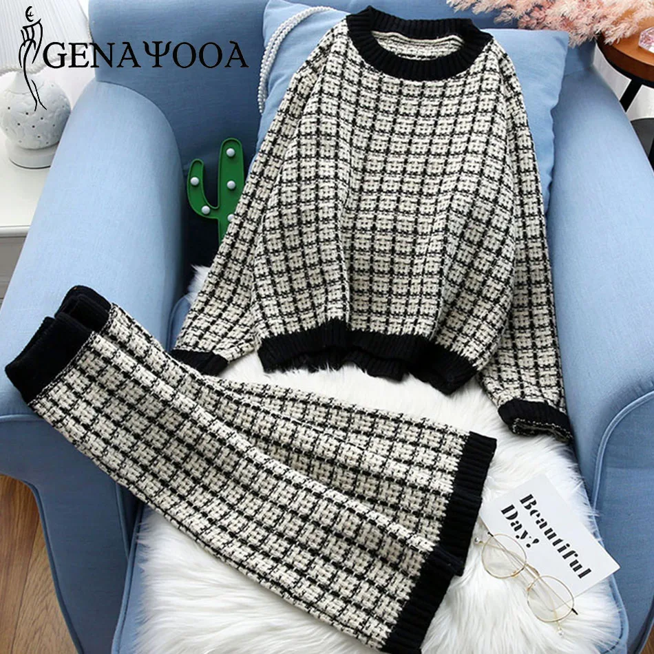 Genayoa женский костюм из 2 частей клетчатый комплект двух предметов топ и юбка