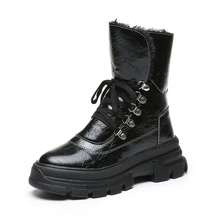 

OG006 Snow Boots Women 2020 New Fashion Winter Plus Velvet Mid-tube Boots Non-slip Thick-soled Warm Cotton Boots