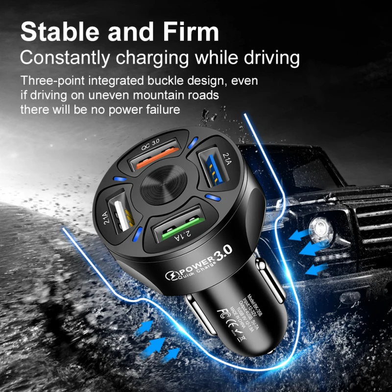 Автомобильное зарядное устройство 2 1 А QC3.0 4 USB-порта 12-32 В автомобильный адаптер