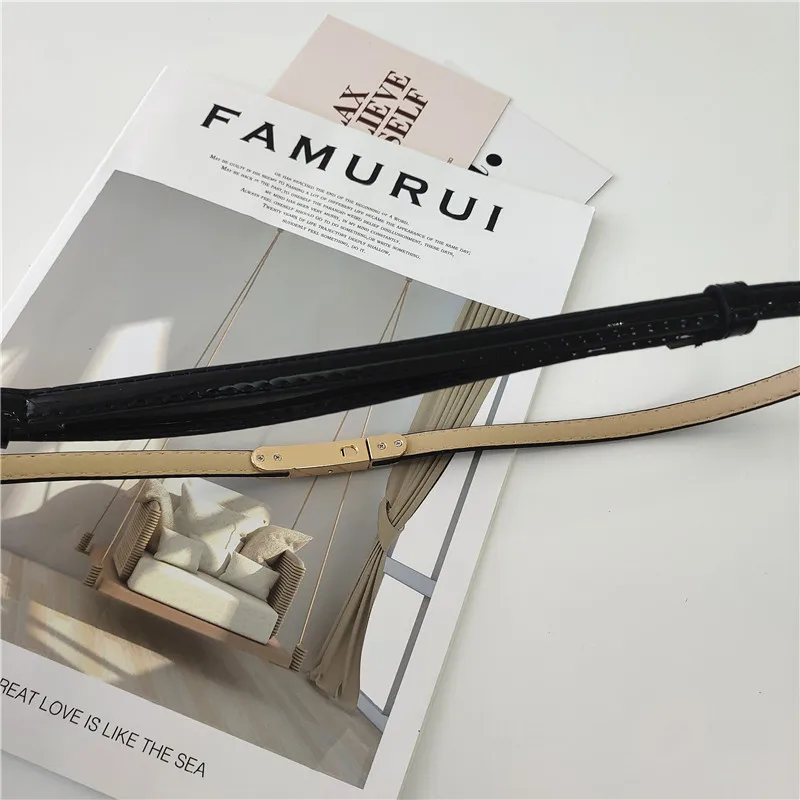 

Golden Oval Release Buckle Adjustable Belt Thin Decorative Dress Simple Waist Seal Women's All-Match Belt Women's Skirt