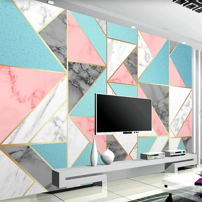 

Custom 3D Photo Mural Wallpaper Wall Painting Modern Geometric Marble Mural For Living Room Sofa TV Background Papel De Parede