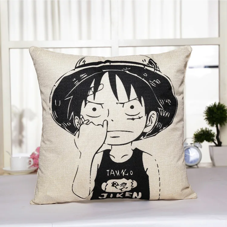 45*45 cm One Piece Action Figure plush toys cartoon Living room pendant flax pillow cover Bedroom Deco dolls for kids party|Игровые