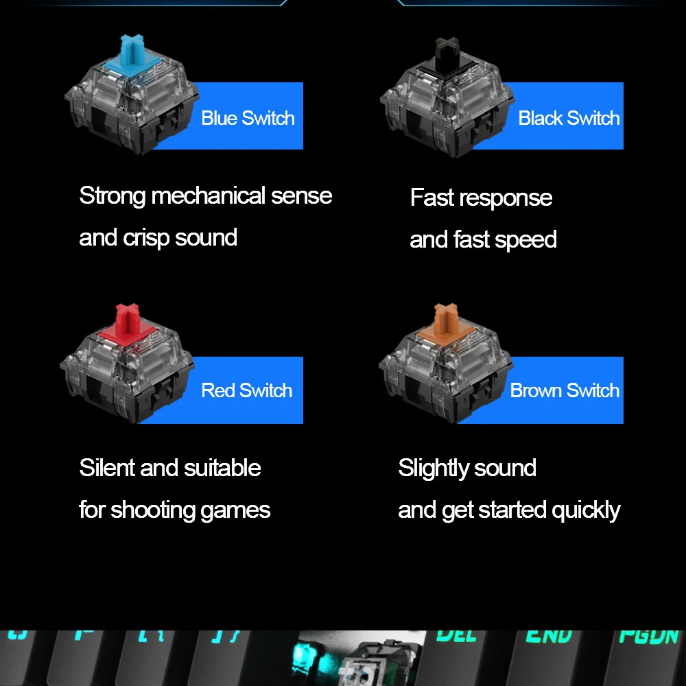 

Gateron - 3 Pin Switches Keyboard Switches For Mechanical Keyboard, Milky Yellow, Black, Red, Brown, Blue, Light Green