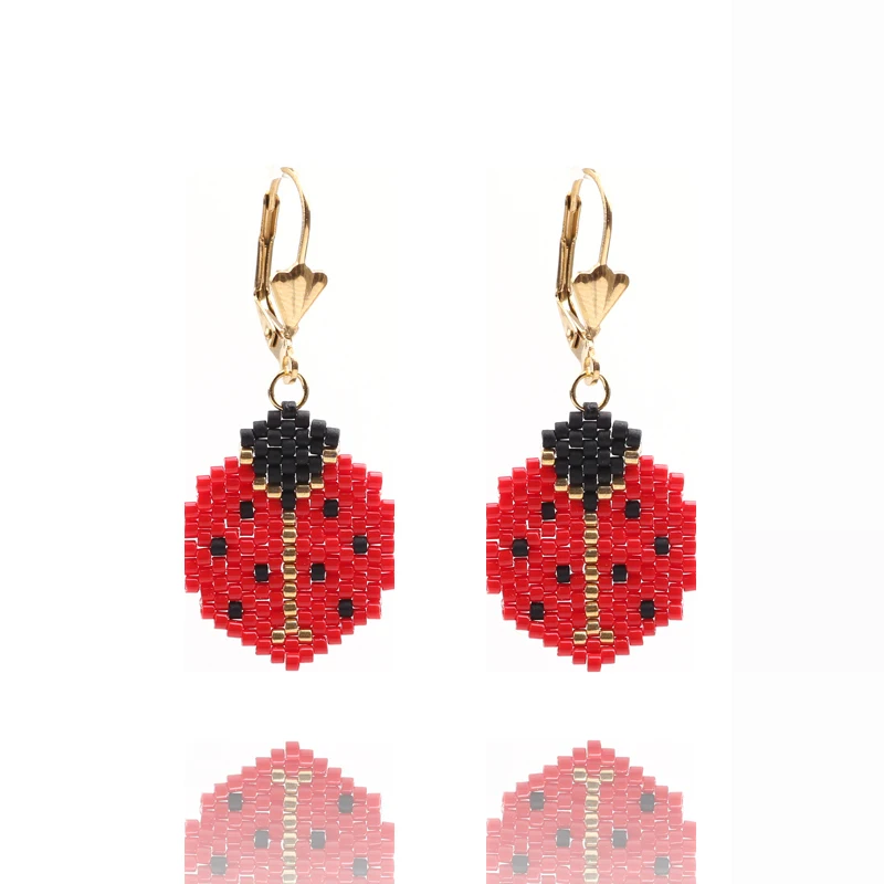 Fairywoo Красные Серьги Божья коровка Висячие серьги для женщин животные большие