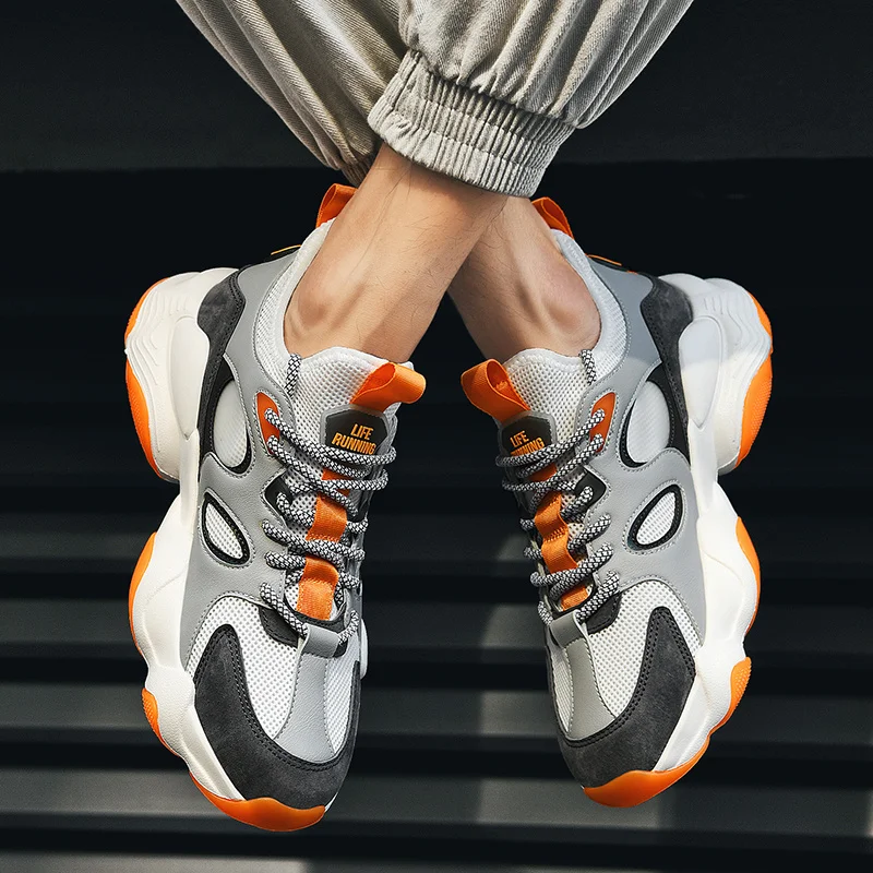 Модная весенне-летняя обувь для бега Дышащая кожаная мужчин Кроссовки Сделано в