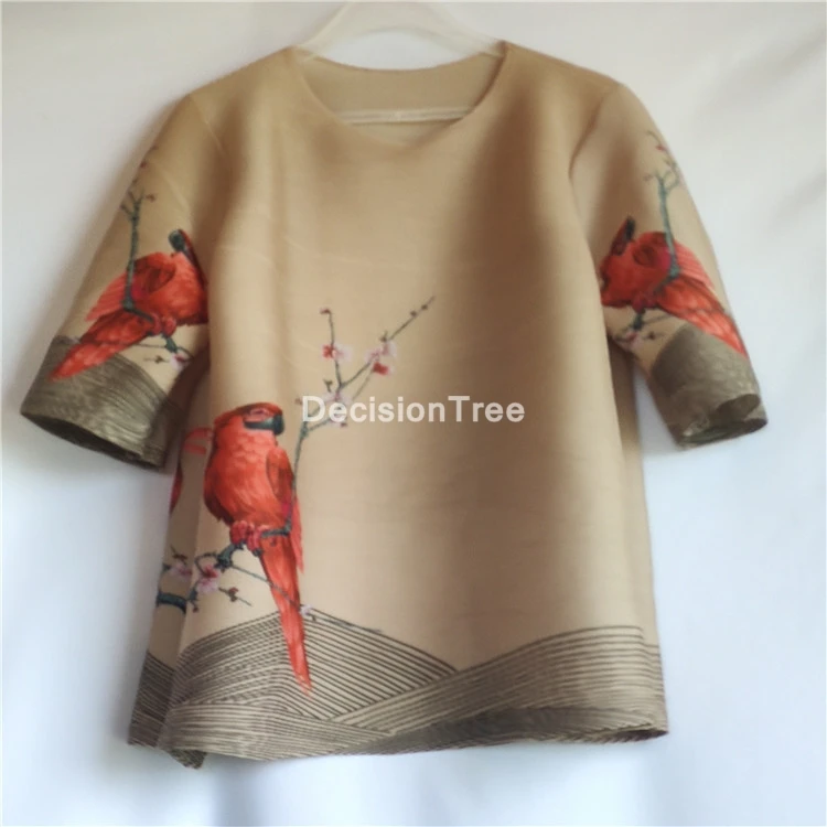 

2022 chinese traditional clothing women classic print tang suit qipao hanfu vintage pleated blouse traditional cheongsam blouse
