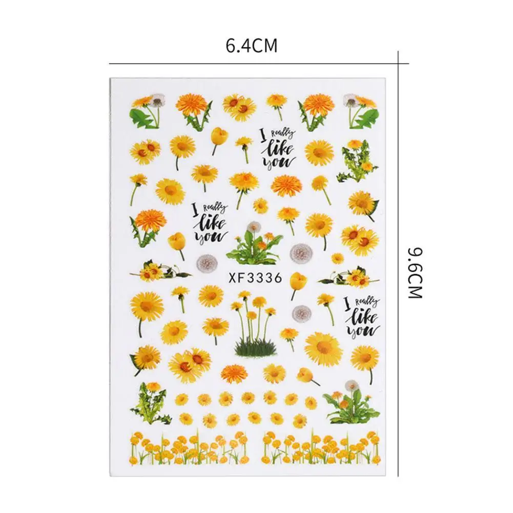 

6pcs Nail Art Daisy Flower Stickers Decals Fruit Water Transfer Tattoos Leaf Sliders For Nails Accesorios Manicure