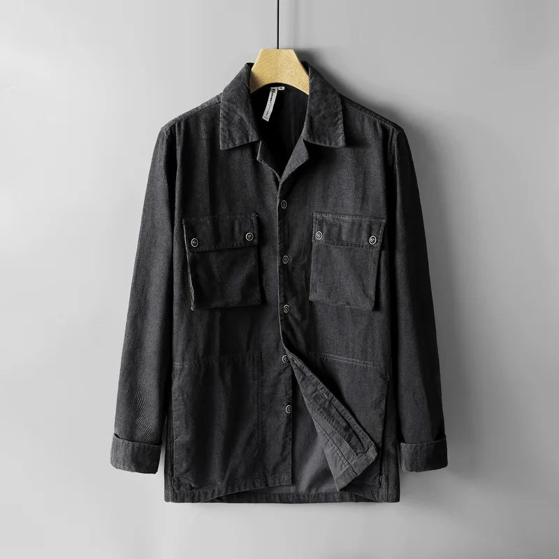 

Designer loose long sleeve corduroy jacket for men cotton brand jackets male casual gray jacket mens comfortable Jaqueta jas