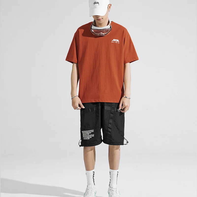 Футболка мужская оверсайз с коротким рукавом модная повседневная рубашка в