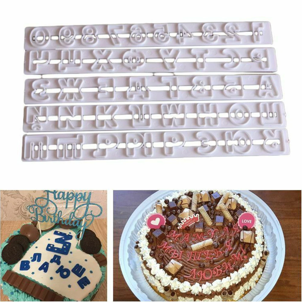 Русские буквы алфавиты помадка Формочки фрезы Embosser Сахар ремесло Алфавит формы