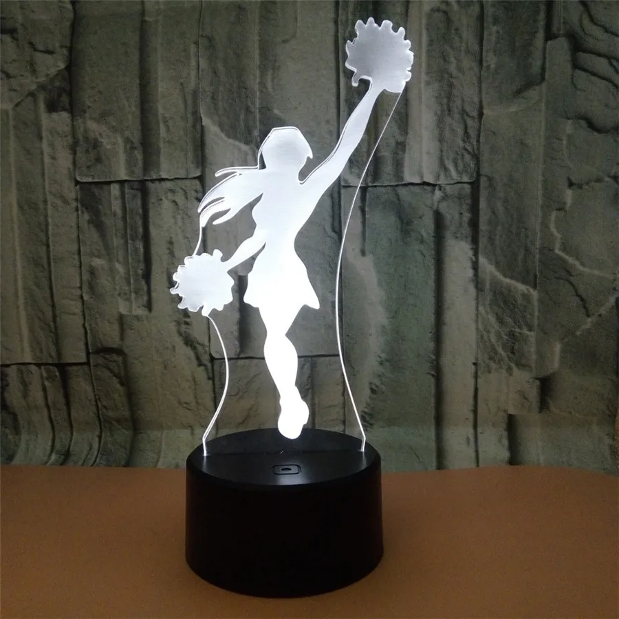 

3D Led Night Lamp Colorful Visual Cheerleader Girl Sleeping Desk Lamp USB/Battery Powered Home Decor Fixture Novelty Gifts