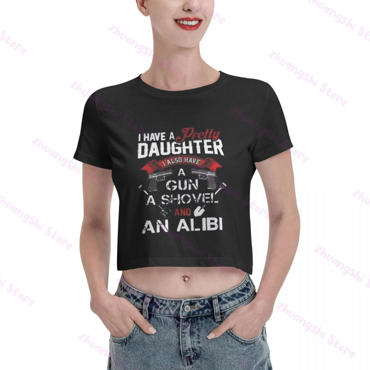 

Popular Style for Women I Have A Pretty Daughter Joker T-shirt