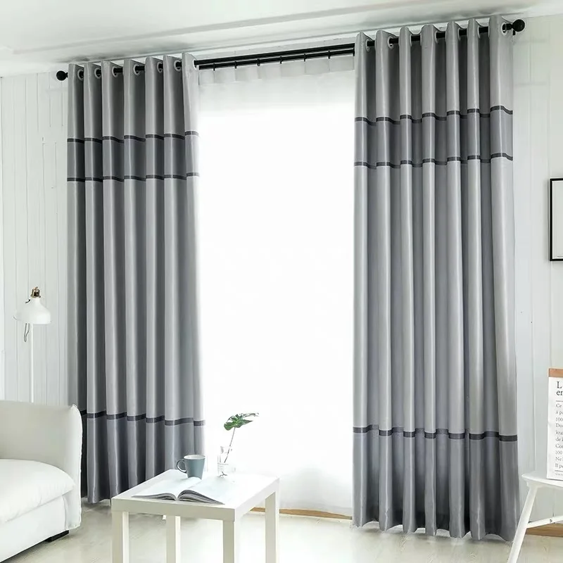 

Modern Grey Blackout Curtains for Bedroom Living Room Window treatment Curtain Ready Made
