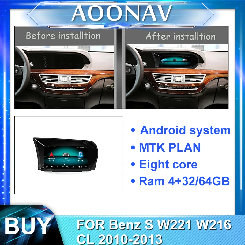 

Автомагнитола 2din на android, мультимедийный плеер, Автомагнитола для Benz S W221 W216 CL 2010-2013, сенсорный экран, GPS-навигация