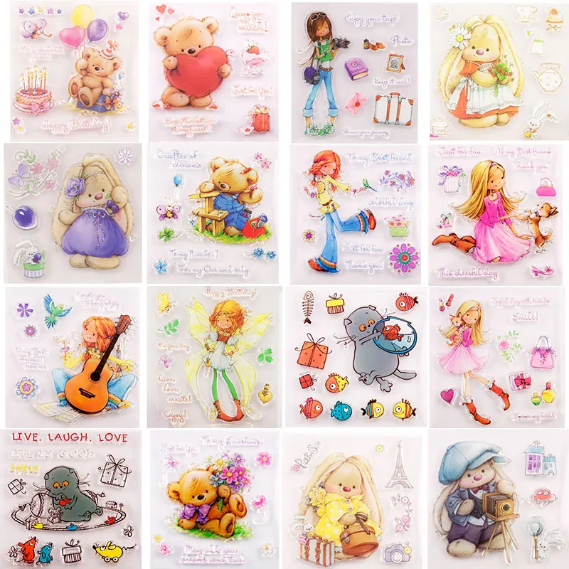 

Colorful Transparent Clear Rubber Stamp Sheet Cling Scrapbooking Photo Album PaperCard DIY Craft Christmas