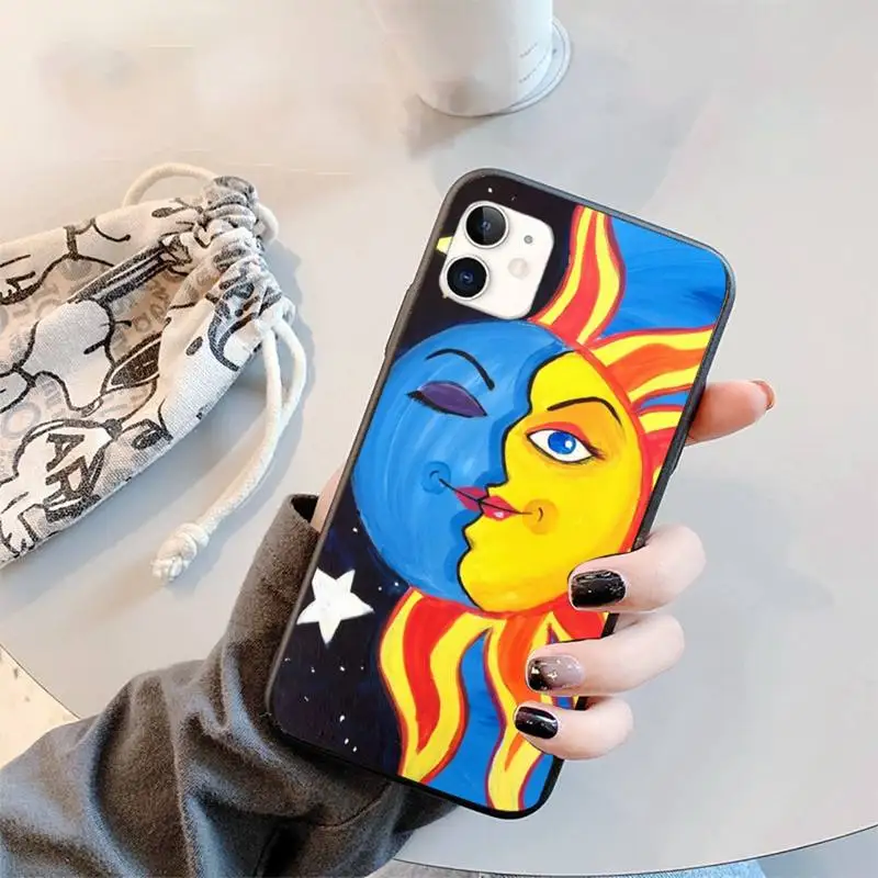 

Funny Sun Moon Face Phone Case for iPhone 11 12 pro XS MAX 8 7 6 6S Plus X 5S SE 2020 XR mini