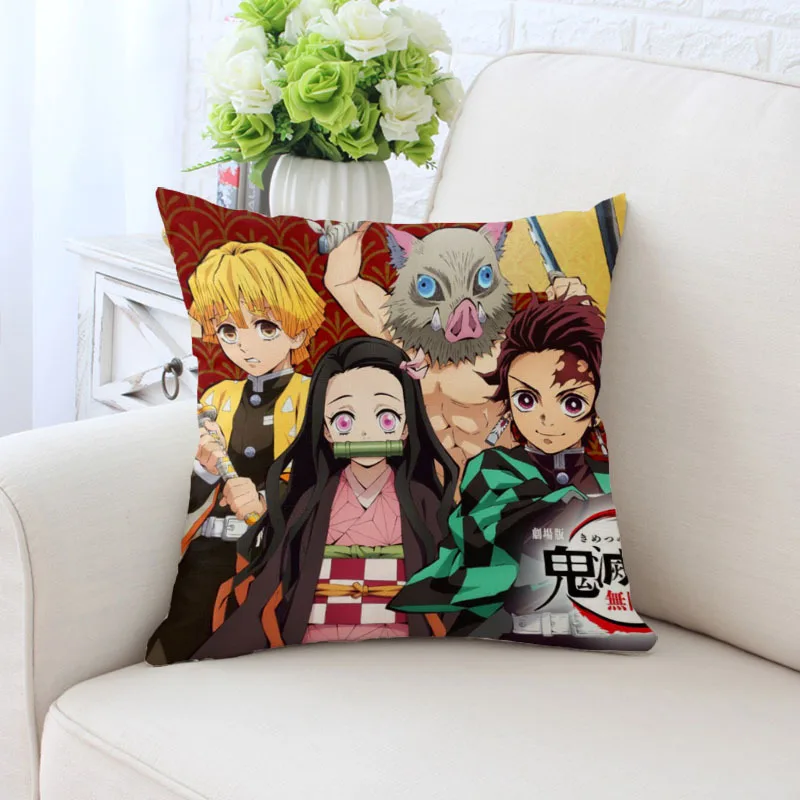 

15.75INCH Japan Anime Demon Slayer Cinema Poster Pillow Cushion and Pillow Case Home Living Decoration