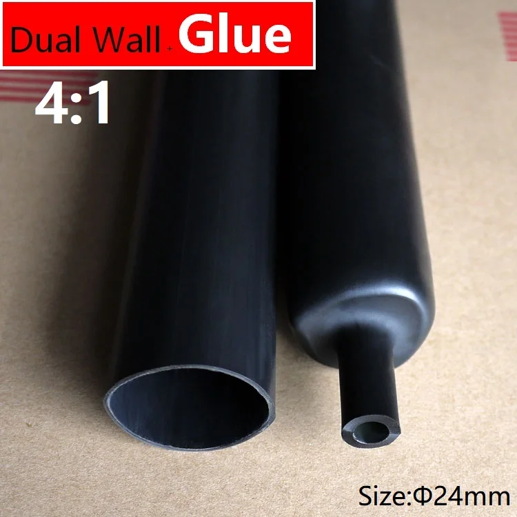

1.22M 24mm Diameter PE 4:1 Ratio Heat Shrinking Tube Adhesive Lined Dual Wall With Thick Glue Wire Wrap Waterproof Cable Sleeve