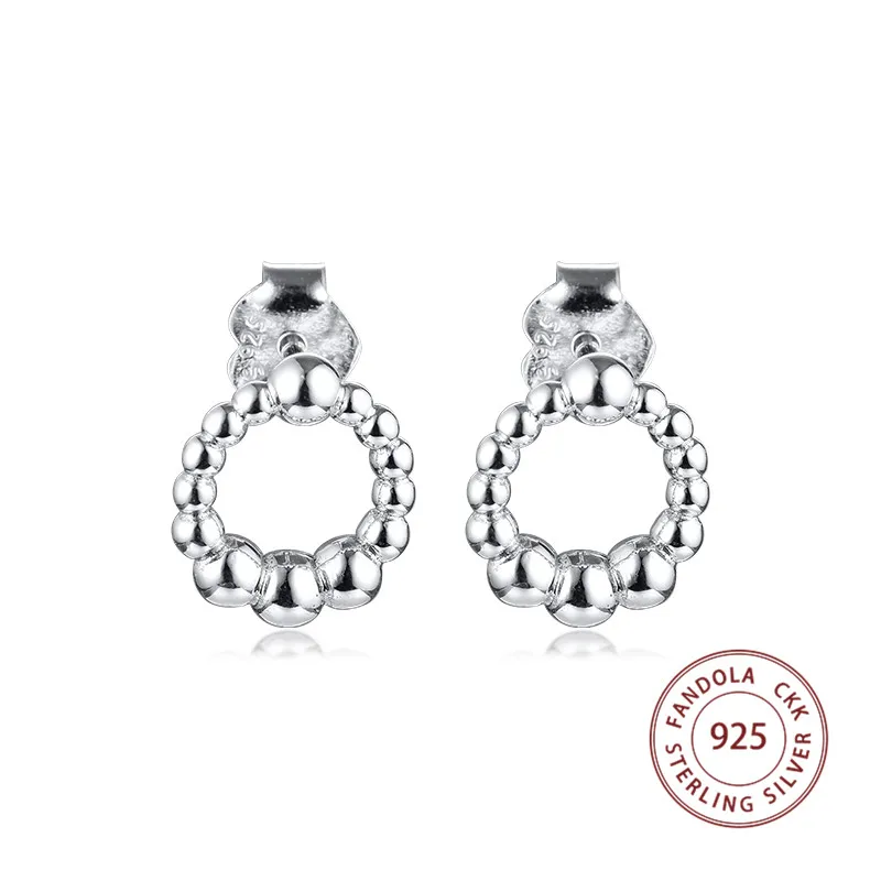 2020 новые 925 пробы серебряные серьги с бусинами круглые гвоздики для женщин