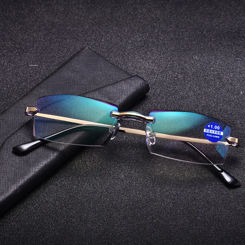 

Rimless Diamond Cut Edge Finished Myopia Glasses Anti-blue Light Metal Ultra-light HD Nearsight Eyeglasses Diopter -1.0 To -4.0