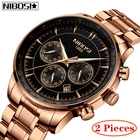 часы мужские 2 шт. Relogio Masculino NIBOSI спортивный хронограф мужские часы лучший бренд класса люкс полный стальной кварцевые часы водонепроницаемые часы с большим циферблатом мужские