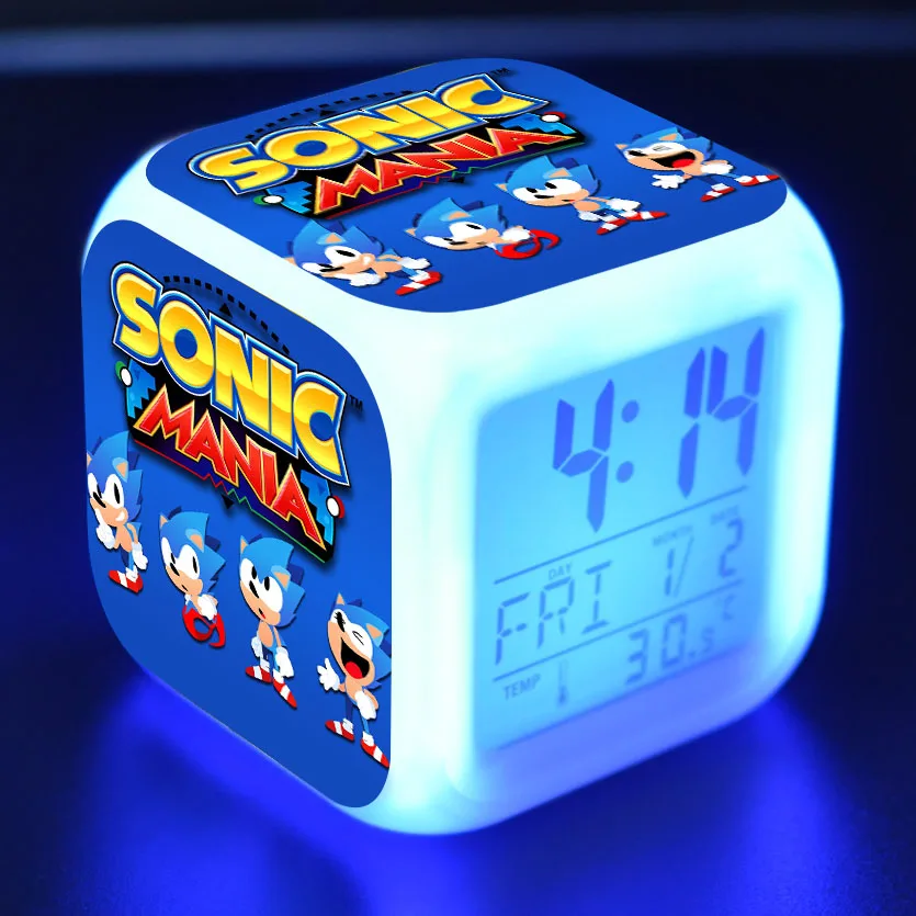 Фигурка Sonic светодиодный Будильник красочный сенсорный светильник настольные часы звуковая фигурка игрушки для детей Рождественский подарок