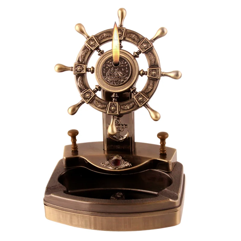 

New kind Helmsman shaped cigarette accessories ashtray with butane gas lighter