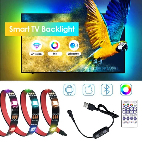 Светодиодная подсветка телевизора 5 В USB Bluetooth совместимая RGB неоновая подсветка умная WS2812B светодиодная лента Свет для телевизора HDTV фоновый декор Освещение