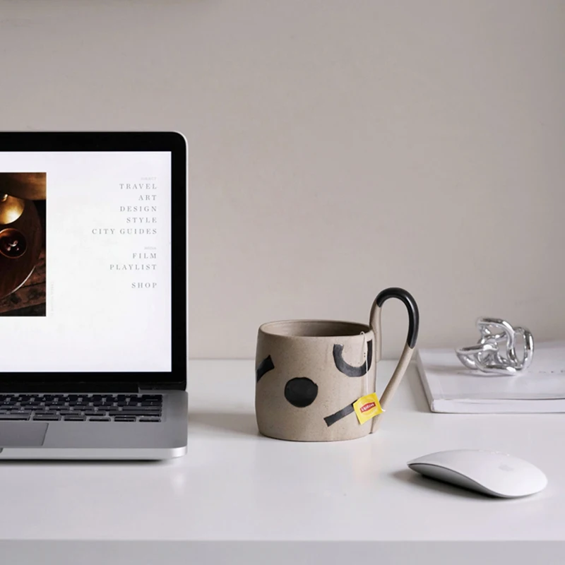 Японские креативные геометрические кофейные чашки с большой ручкой