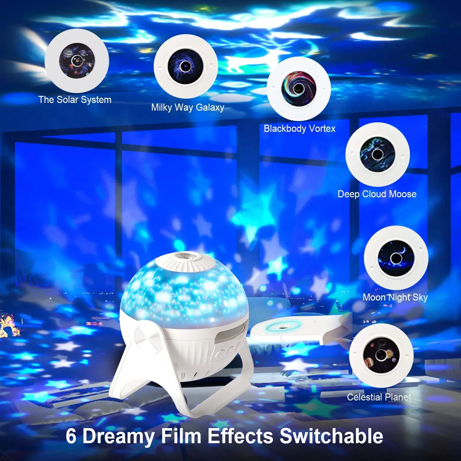Светодиодный Звездный Галактический проектор ночник детский музыкальный
