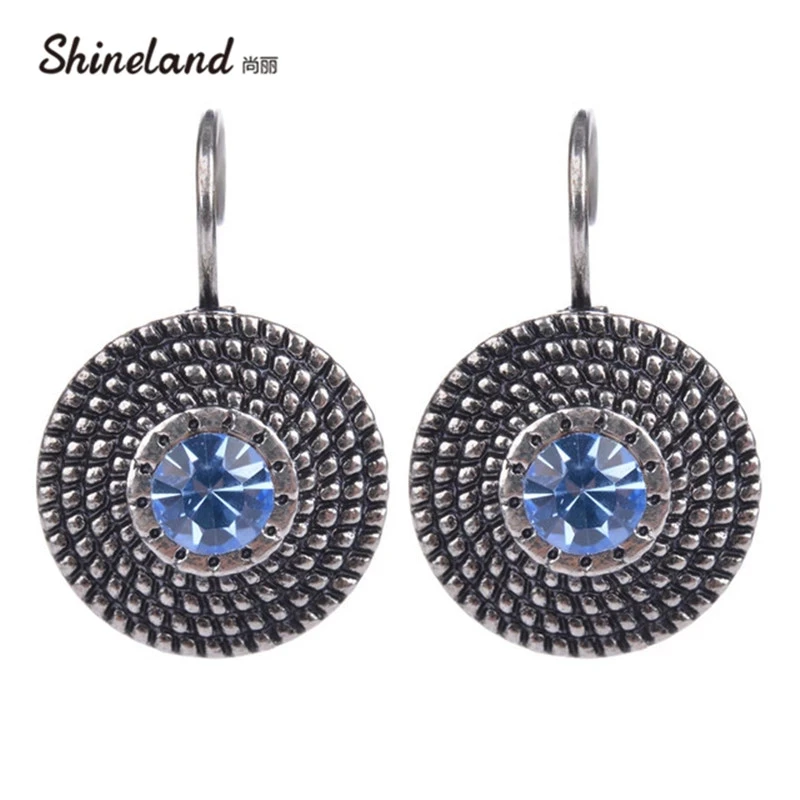 Shineland новые модные ювелирные изделия Клипсы Серьги винтажные Кристаллы с
