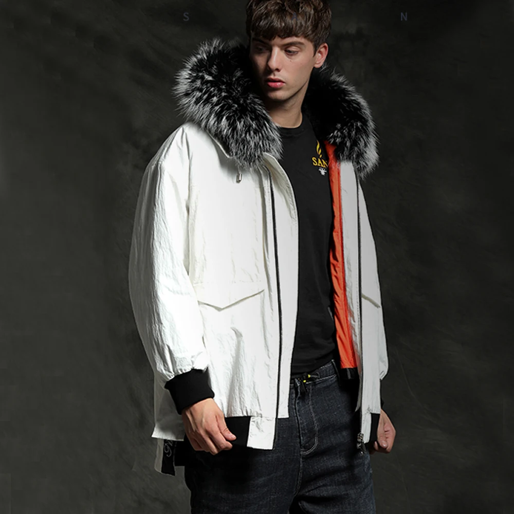 2019 новая енотовидная собака Меховая зимняя Мужская парка Повседневная Подкладка