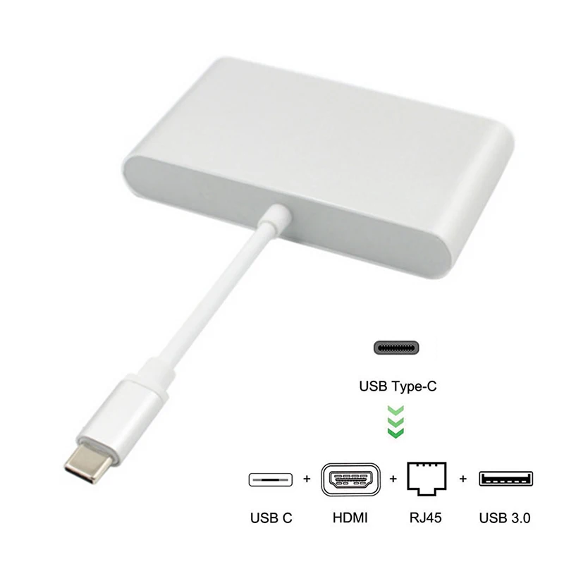 Type C к HDMI4K USB 3 0 + RJ45 зарядный адаптер конвертер концентратор для Mac Air Pro Huawei Mate10 Samsung