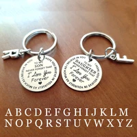 children key chain to my daughter son letters keychain diy bag car keyring accessories family kids stainless steel jewelry gifts
